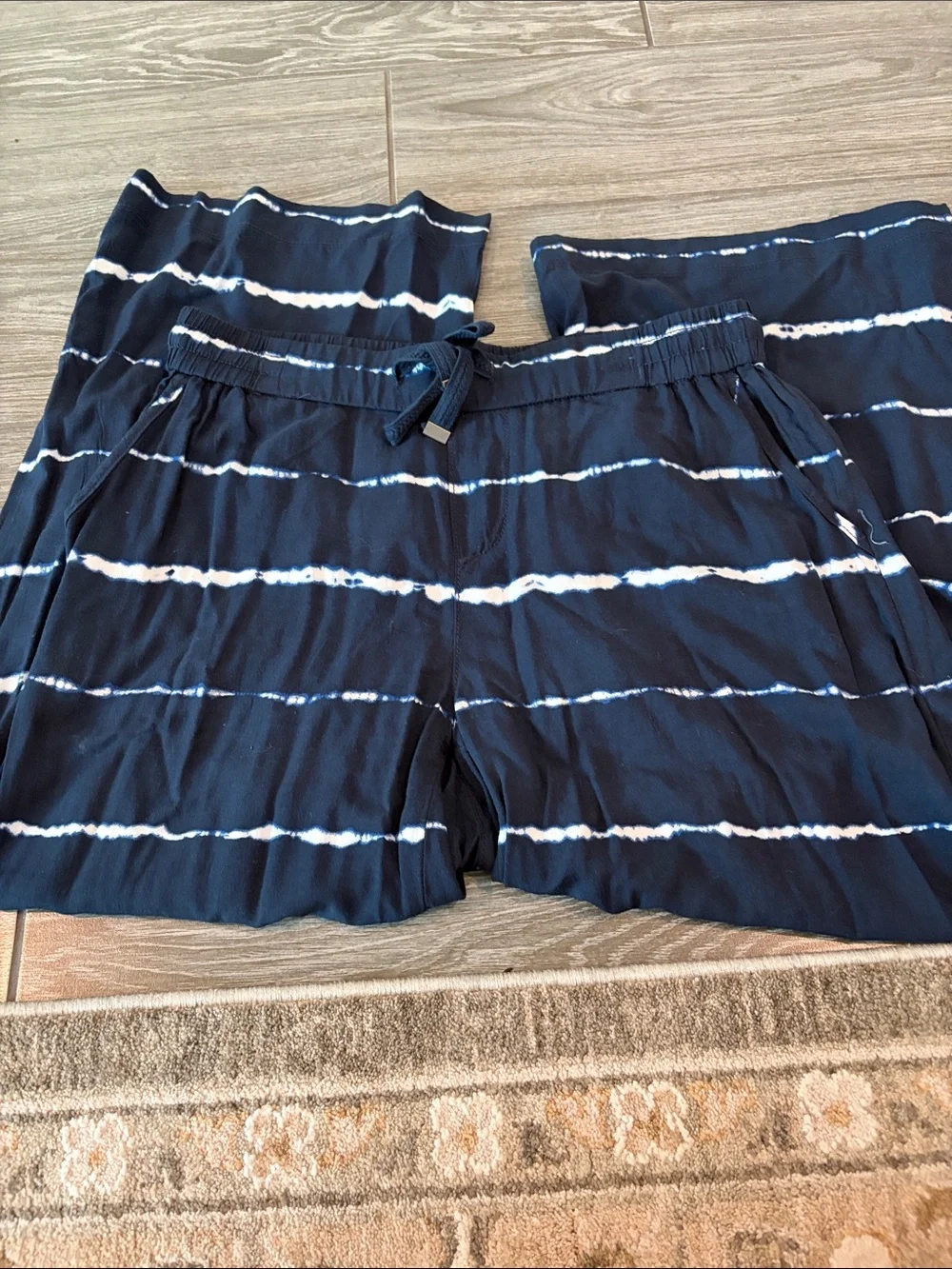 Style & Co Navy and White Tie-Dye Wide Leg Pants